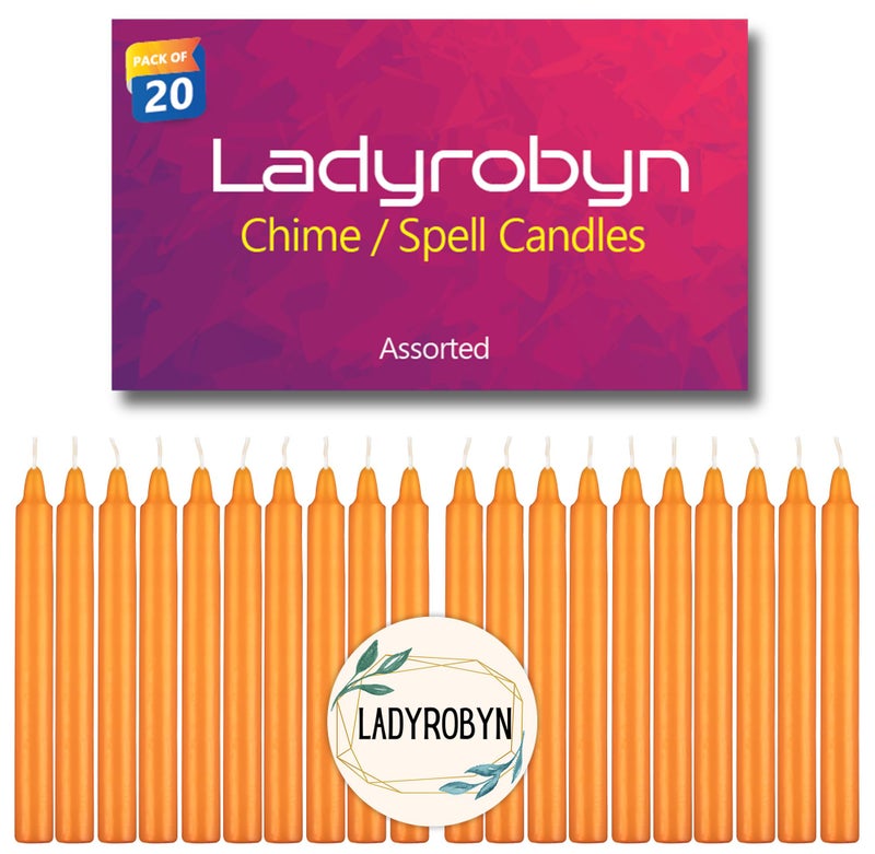 ladyrobyn Set of 20 Candles Chime Candles/Stick Candle/Spell Candle Set of 20 | Spell Candle | Unscented Spell Candles (Orange) - Image 1